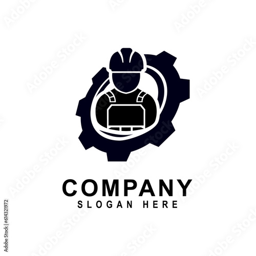 Human resources concept, recruitment, teamwork, career, construction workers logo design.