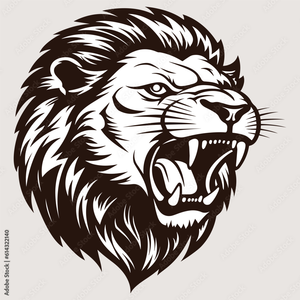 lion logo, design for badge, emblem, or printing,