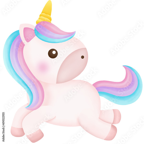 Illustration of a cute unicorn. kawaii unicorn character 
