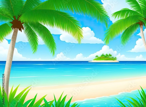 Small paradise tropical island.  Generative Ai