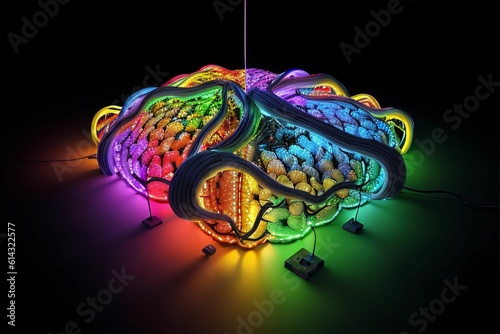 Colorful Artistic Ranbow Brain AI Circuitry Digital Generative AI Art photo