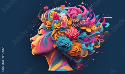 Creative Mind Colorful Background  Smart Thinking Concept. Generative Ai