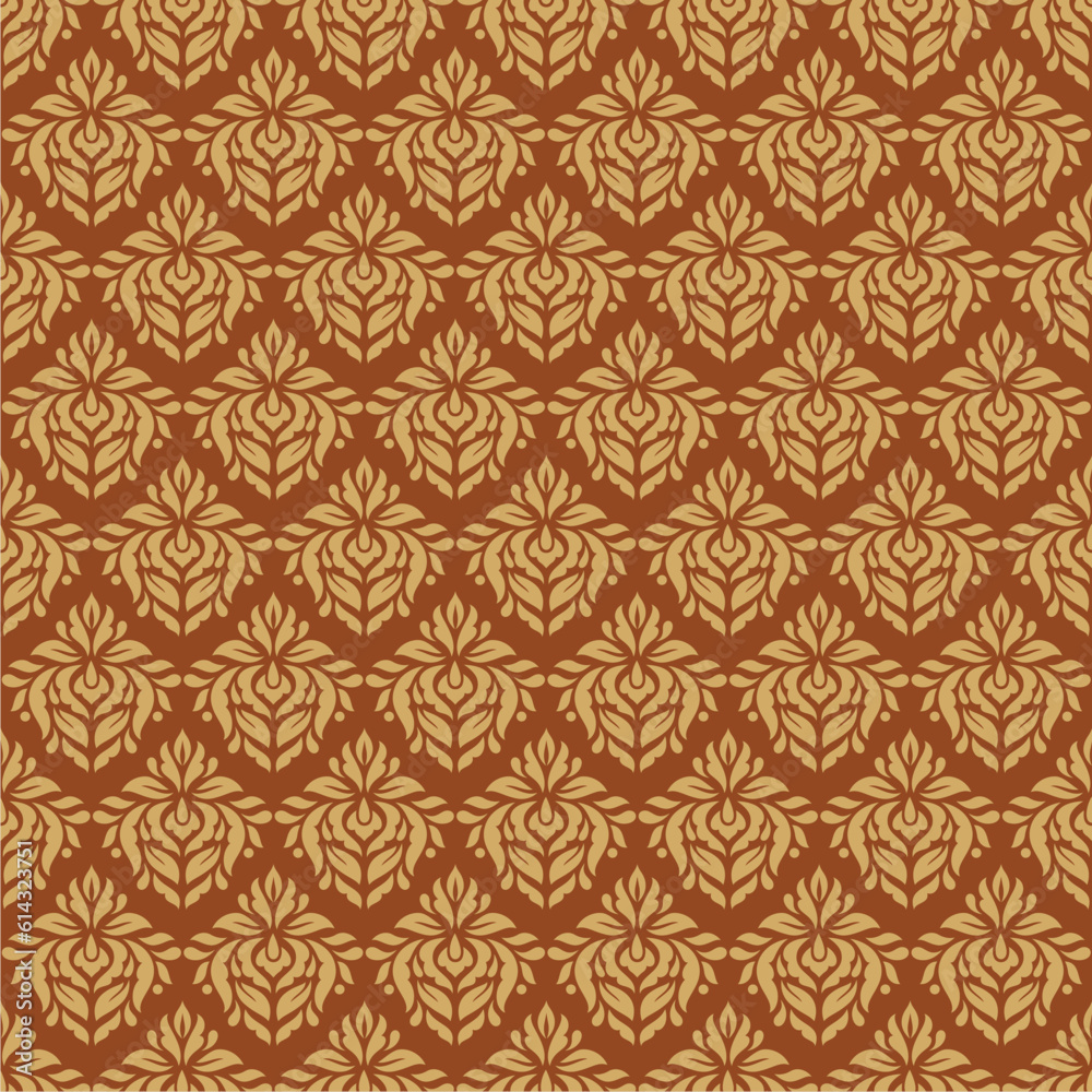 Vector damask seamless pattern background. Elegant luxury texture for wallpapers, golden leaf ornamental backgrounds. raper and packaging paper