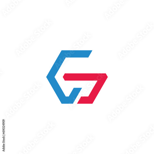 letter cg colorful hexagonal logo vector