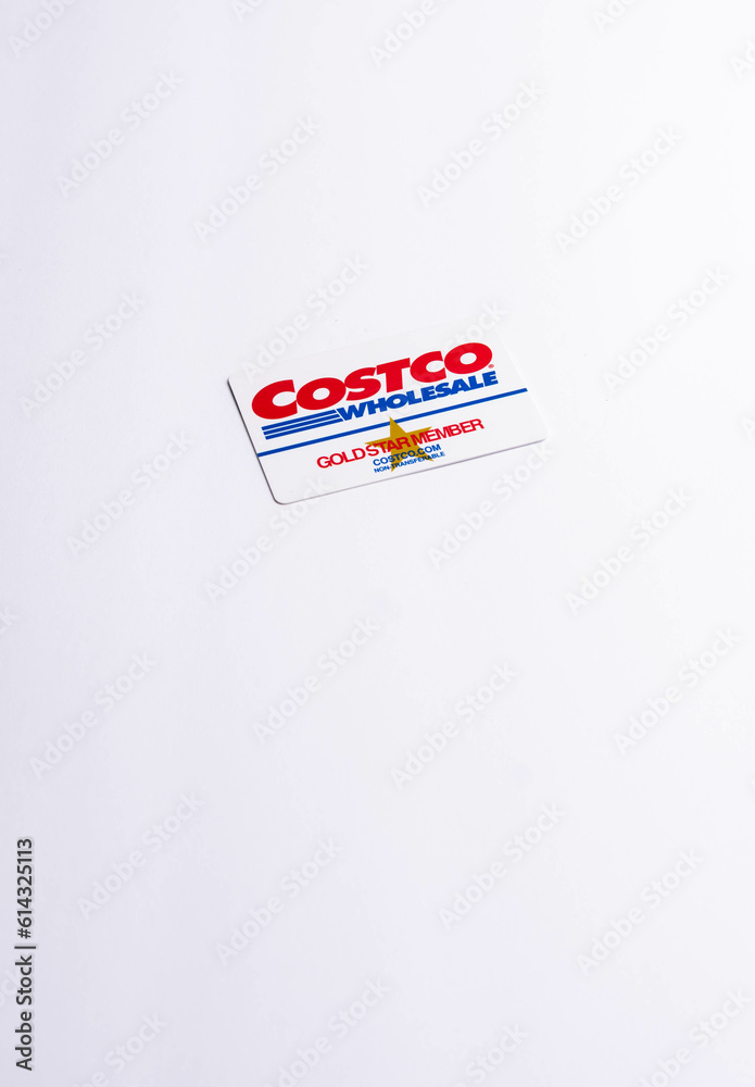 Costco Gold Star Membership card white background. in the USA, Mastercard, USA Jun 13, 2023 素材