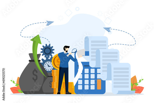 investment concept. Future investment, time is money, pension fund, retirement fund, money bag, allocate a certain amount of money for investment or business. save for the future. vector illustration.