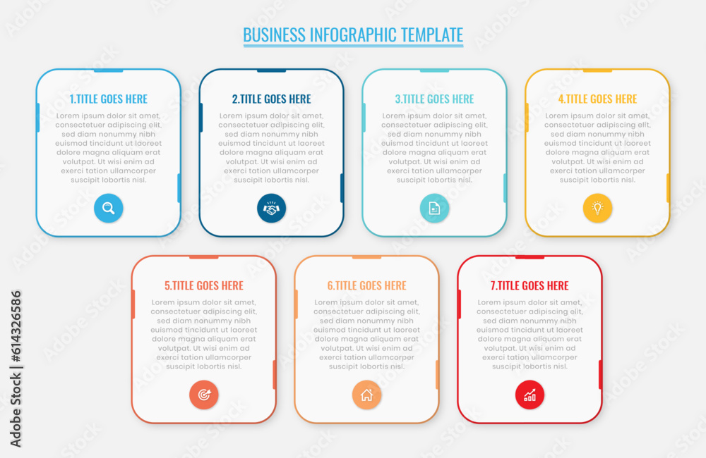 Simple and Clean Presentation Business Infographic Design Template with 7 Bar of Options