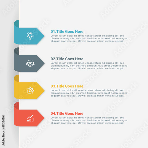 Simple and Clean Presentation Business Infographic Design Template with 4 Bar of Options