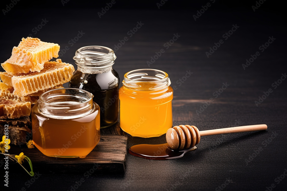 Honey with Honeycomb and Wooden Spoon, food, sweet, jar, dipper, isolated, liquid, healthy, glass, natural, yellow, bee, ingredient, organic, golden, Honey with Honeycomb and Wooden Spoon, food, sweet, jar, dipper, isolated, liquid, healthy, glass, natural, yellow, bee, ingredient, organic, golden,