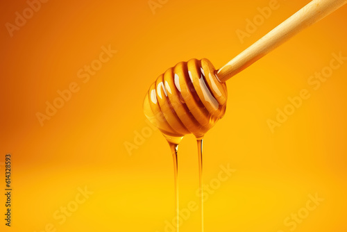 Honey with Honeycomb and Wooden Spoon, food, sweet, jar, dipper, isolated, liquid, healthy, glass, natural, yellow, bee, ingredient, organic, golden,