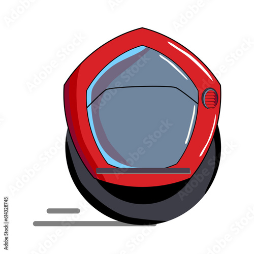 Red Unicycle electric vehicle icon, cartoon style. Vector flat style illustration