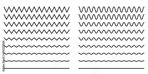 wavy line set on white background