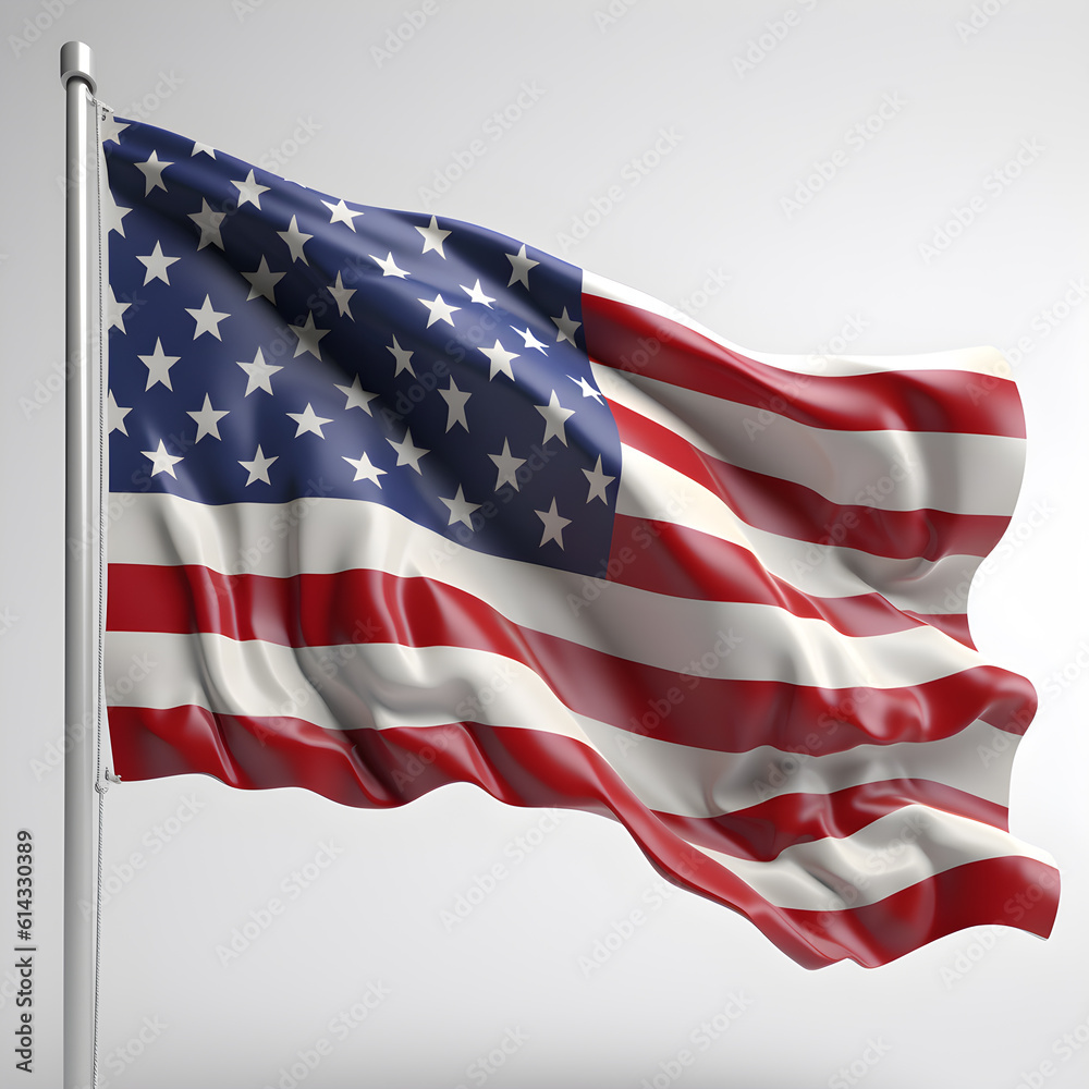 Fototapeta premium 3D USA flag with white background 