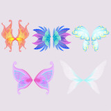 Set of fairy wings, devil wings, angel wings, butterfly wings, bird wings