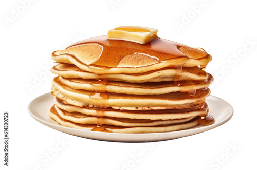 Plate with pancakes isolated on transparent background