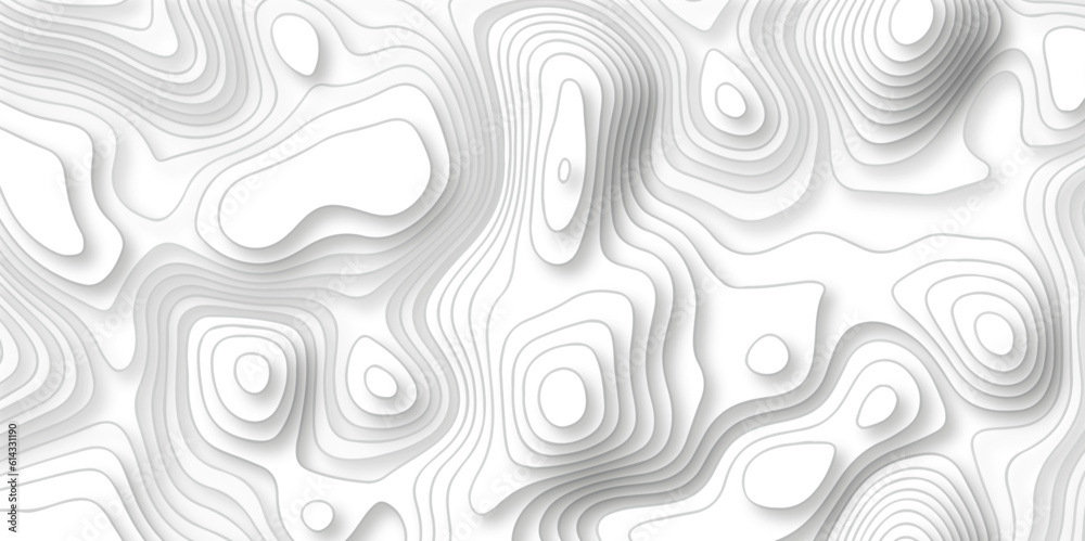 Seamless pattern Topographic line map background. Abstract pattern with lines. Vector sea map and mount map geographic and topographic contours map background. White wave paper curved reliefs.