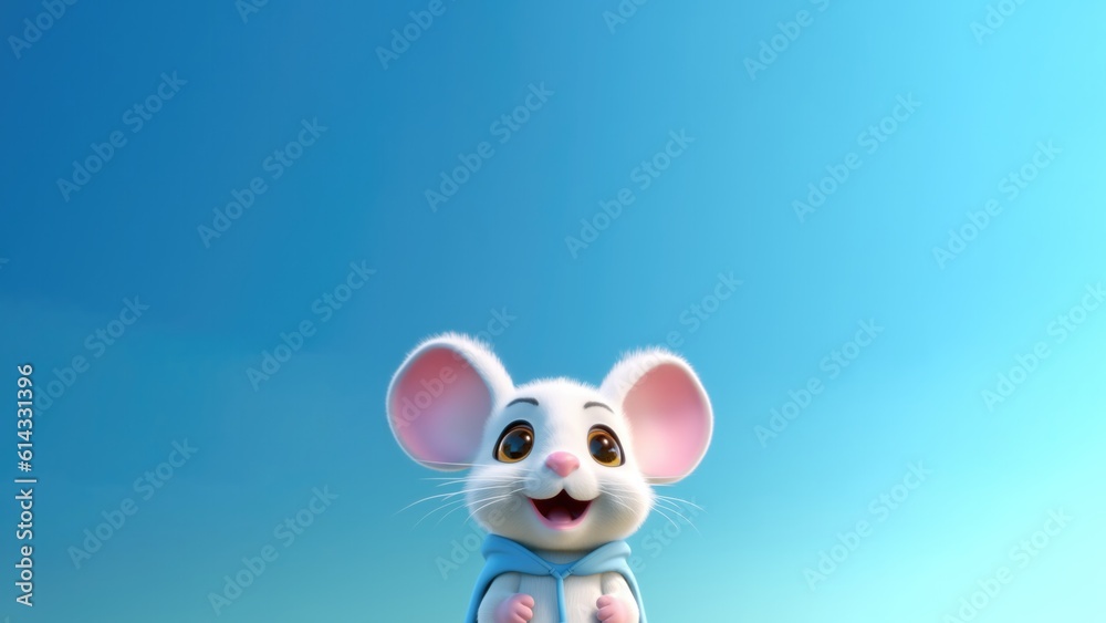 A Cute Cartoon Mouse Character Designs Skyblue White Pink. Generative AI