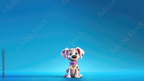 A Cute Cartoon Dog Character Designs Skyblue White Pink. Generative AI © Ян Заболотний