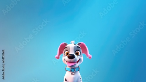 A Cute Cartoon Dog Character Designs Skyblue White Pink. Generative AI photo