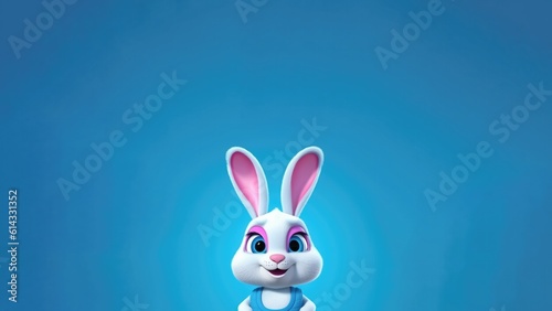 A Cute Cartoon Rabbit Character Designs Skyblue White Pink. Generative AI © Ян Заболотний
