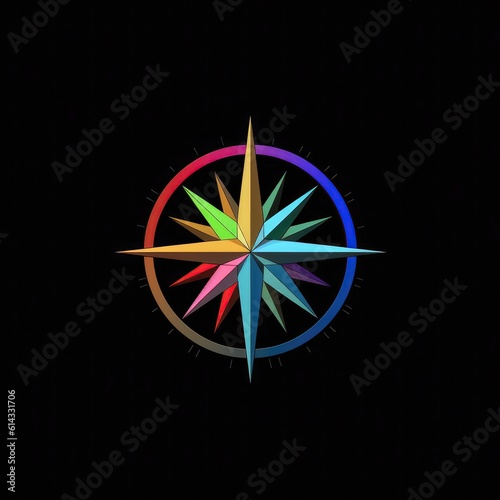 Prismatic Needle A Compass Icon With A Shimmering Needle In A Spectrum Of Colors. Generative AI