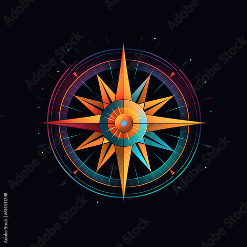 Radiant Wayfinder A Compass Icon With Radiant Colors. Generative AI