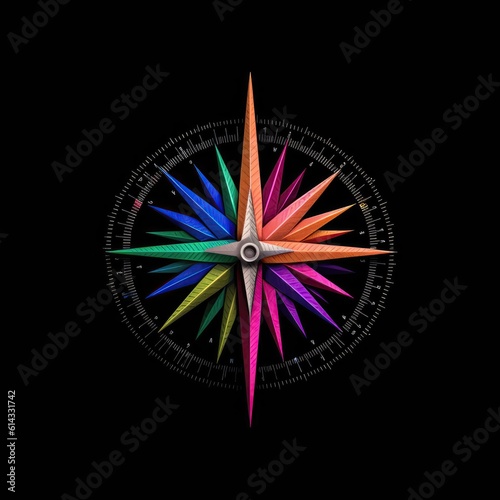 Prismatic Needle A Compass Icon With A Shimmering Needle In A Spectrum Of Colors. Generative AI
