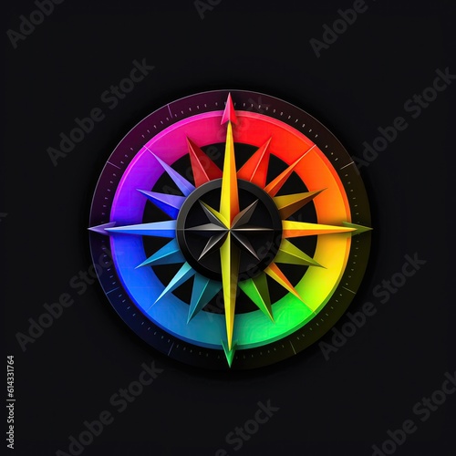 Spectrum Navigator A Compass Icon Featuring A Full Spectrum Of Colors. Generative AI