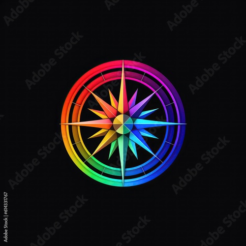 Spectrum Navigator A Compass Icon Featuring A Full Spectrum Of Colors. Generative AI