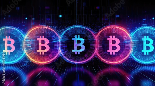 Bitcoin Big Data Cybersecurity Conceptual Background Pink Blue Black. Generative AI