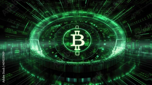 Bitcoin Big Data Cybersecurity Conceptual Background Green Black. Generative AI