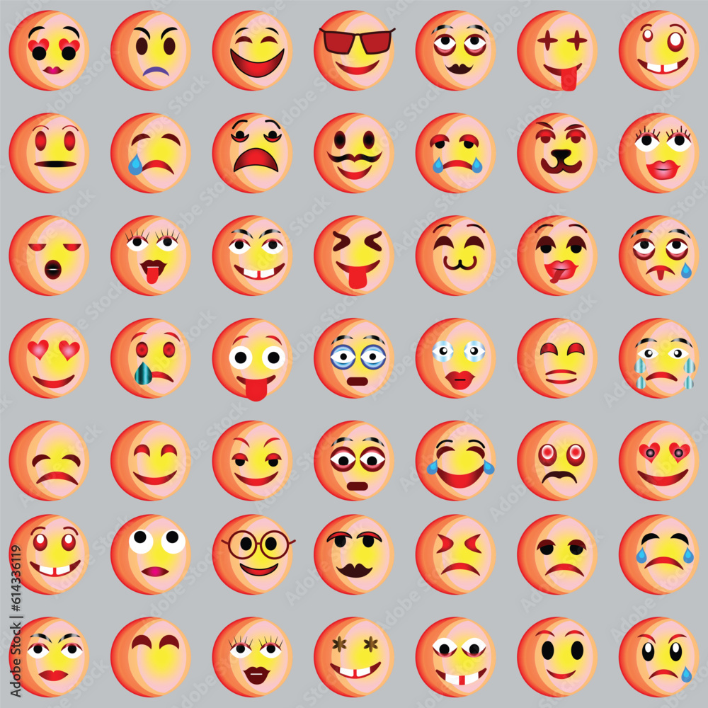 Set of Emoticons. Set of Emoji. Smile icons, Funny cartoon yellow emoji and emotions icon collection. Mood and facial emotion icons. Crying, smile, laughing, joyful, sad, angry and happy faces Set of Emoticons. Set of Emoji. Smile icons, Funny cartoon yellow emoji and emotions icon collection. Mood and facial emotion icons. Crying, smile, laughing, joyful, sad, angry and happy faces
