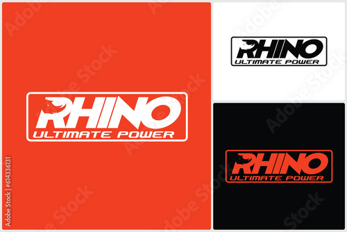Rhino Head Combination with Letter Logo Template Vector Icon Design Illustration