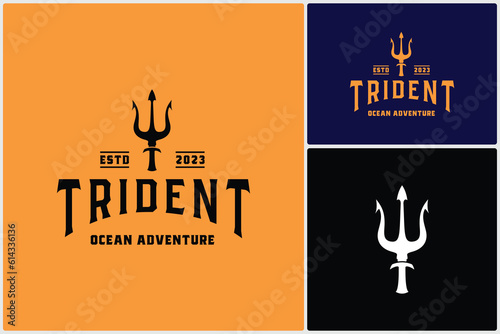 Trident Neptune God Poseidon Triton King Spear Icon Logo Vector Design