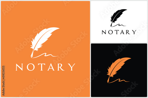 Feather Quill Pen Icon Logo Vector Design Classic Stationery Illustration