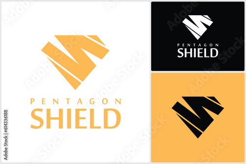 Pentagon Armor Shield Initial Letter S Superhero Emblem Badge Label for Security Strong Secure Logo Vector Design