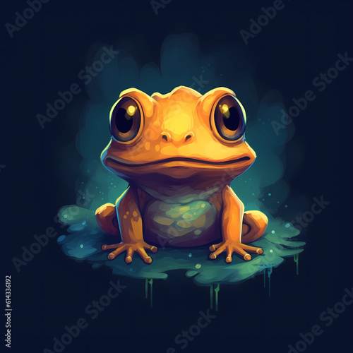 Cute cartoon frog, Generative AI © Worldillustrator