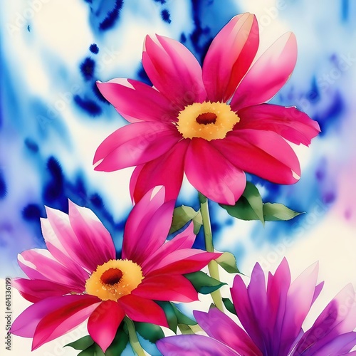 pink and blue flowers Created with generative AI