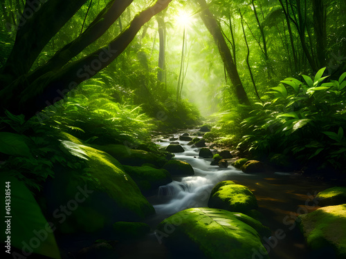 Amazon forest with streams Generative Ai