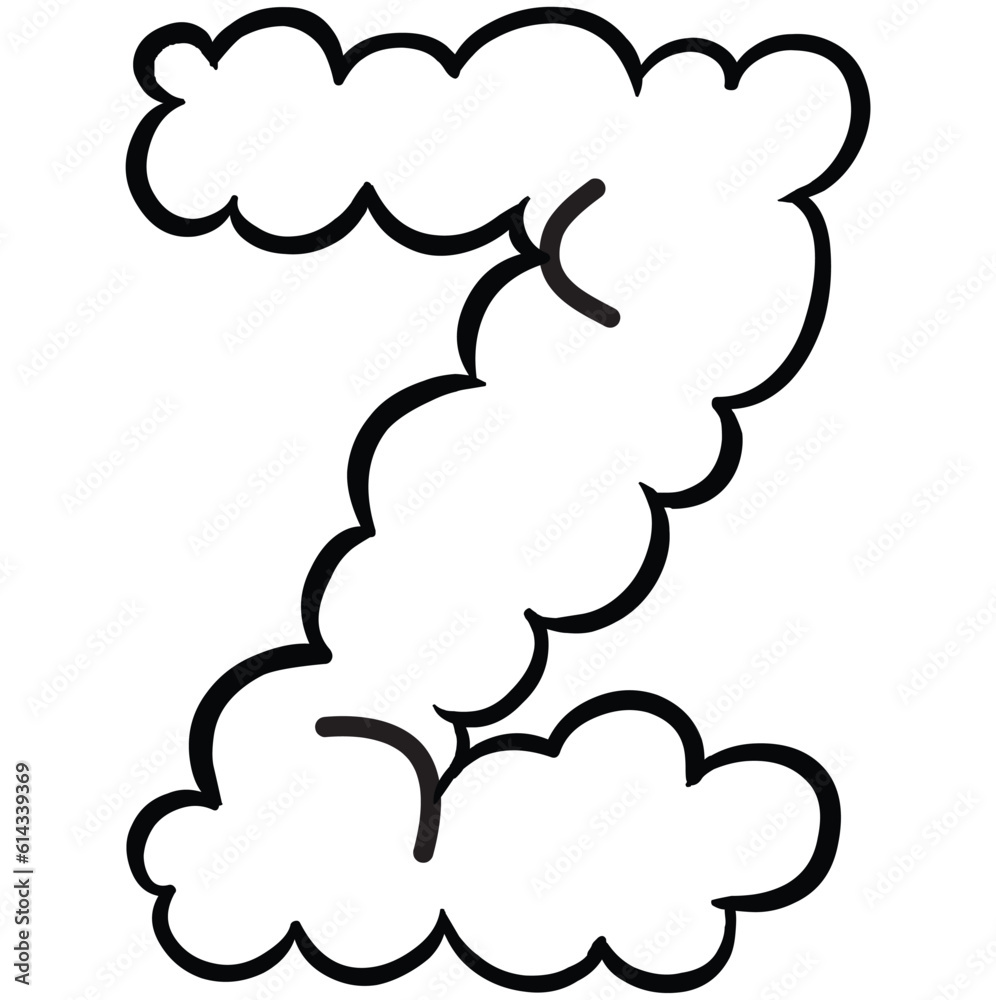 Vector illustration doodle alphabet smoked cloud isolated on white background