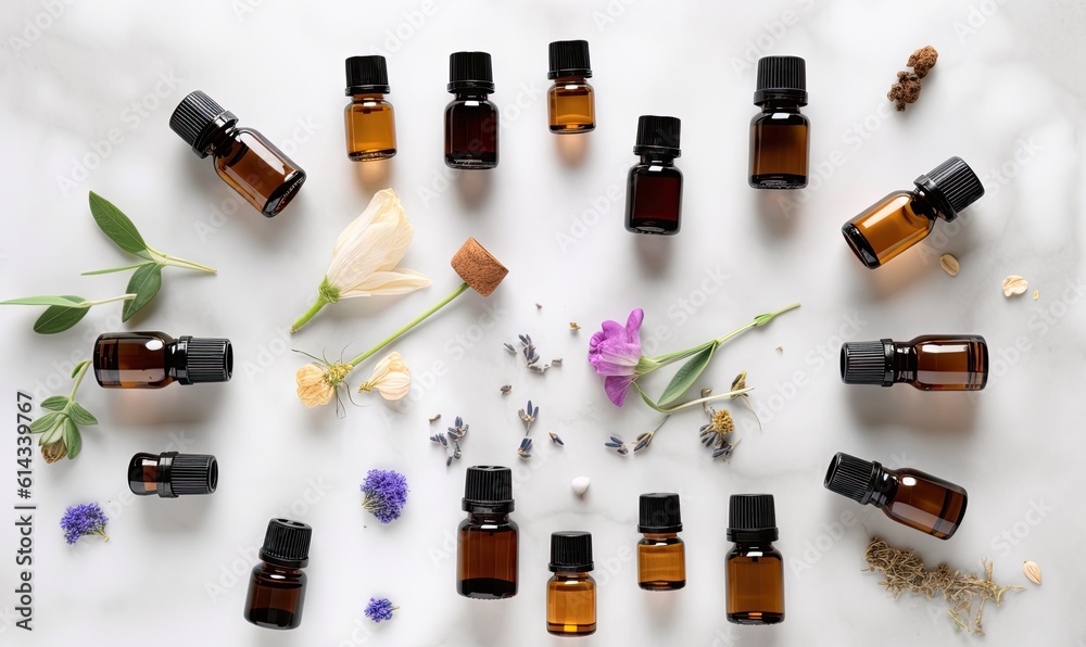 The top-down perspective showcases an array of precious essential oils, inviting discovery. Creating using generative AI tools The top-down perspective showcases an array of precious essential oils, inviting discovery. Creating using generative AI tools