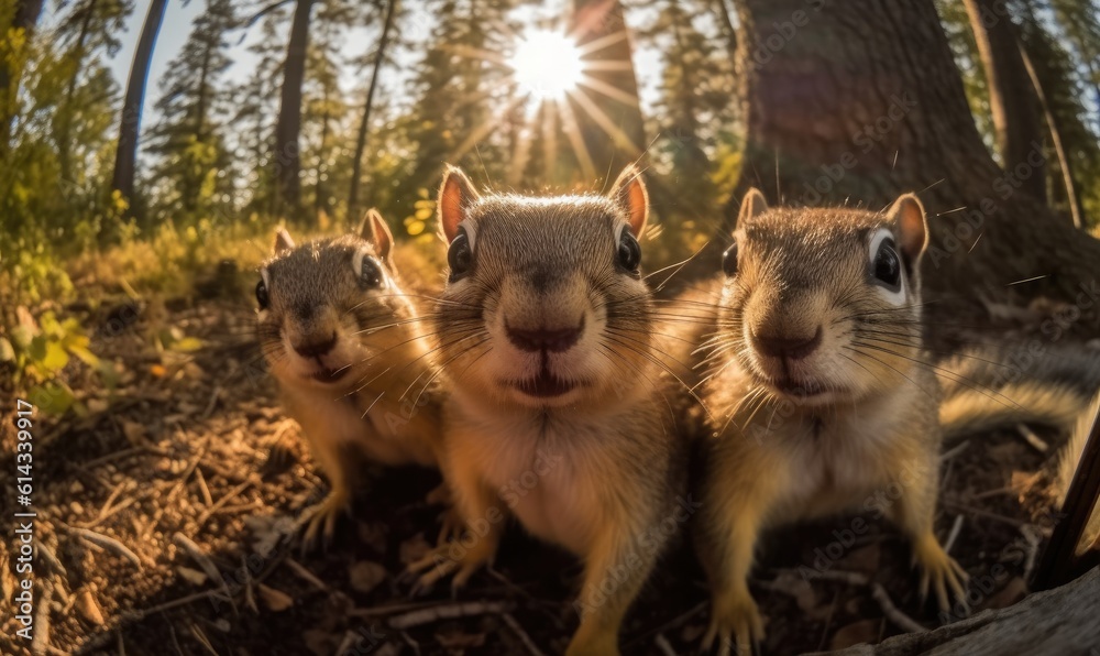 Selfie with style: Squirrel shows off its charming personality and nimble movements. Creating using generative AI tools
