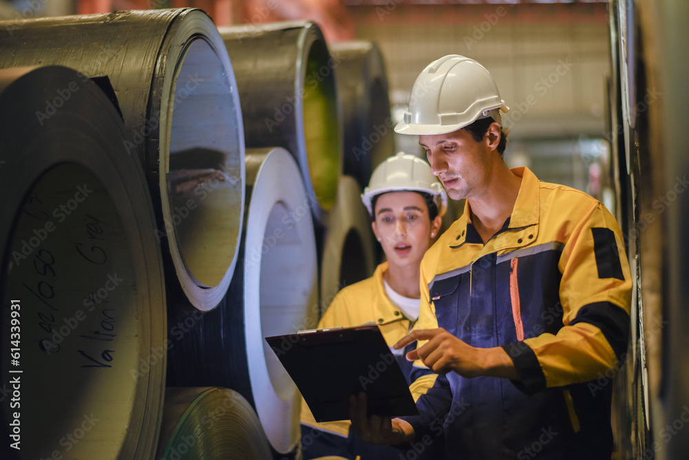 custom made wallpaper toronto digitalFactory apprenticeship. Man mentor teaching Female employees trainee operating machine looking monitors and check Production process machinery. foreman explaining woman engineer control machine .