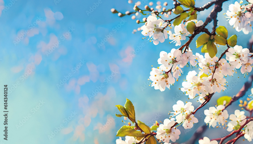 White flowers in bloom - abstract spring background. Oil painting. Generative ai White flowers in bloom - abstract spring background. Oil painting. Generative ai