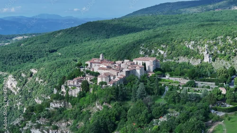 Village of Gourdon in Alps in France aerial view Village of Gourdon in Alps in France aerial view