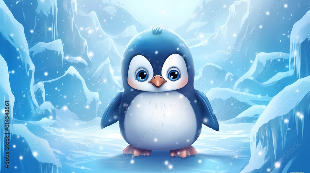 Naklejka premium Baby penguin. Generative AI
