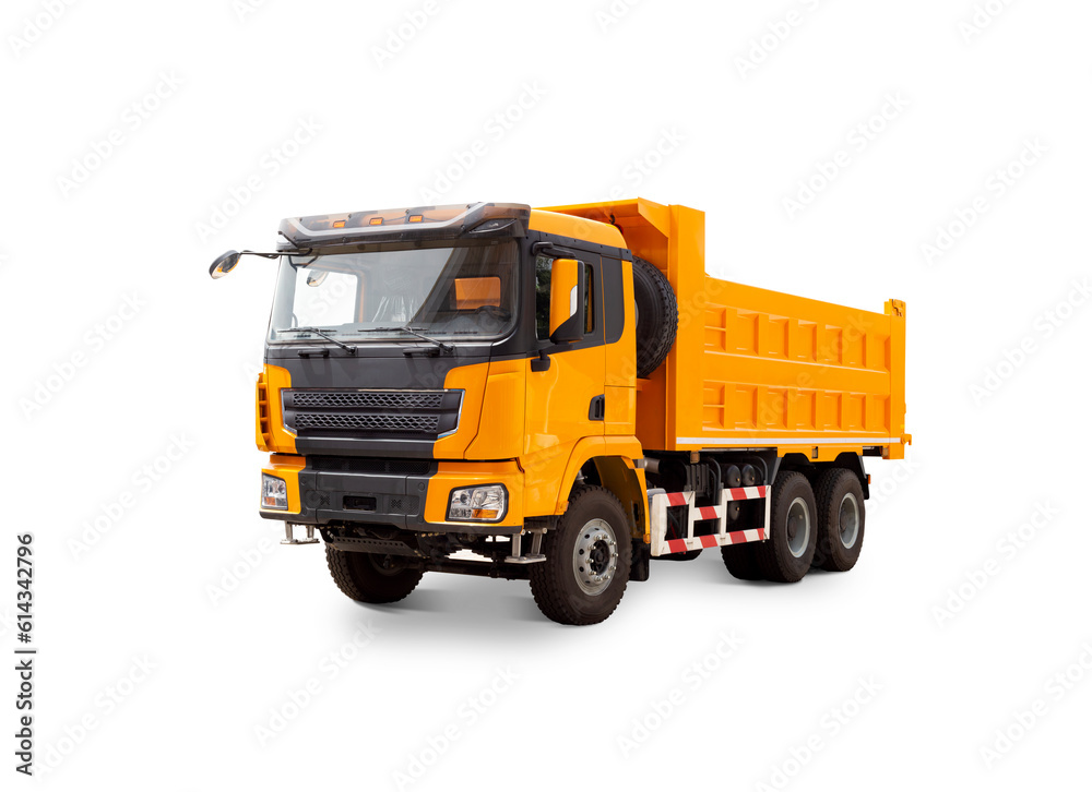 New Orange Construction Dump truck isolated over white background New Orange Construction Dump truck isolated over white background
