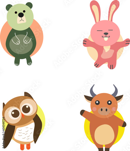 animal vector flat illustration set design