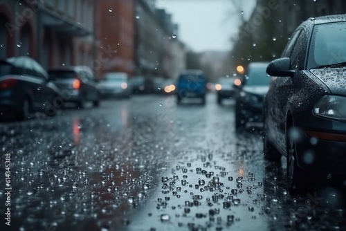 A hailstorm causing damage to cars, Generative AI 