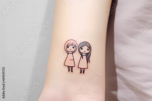 Best friend tattoo design for men or women. Generative AI.